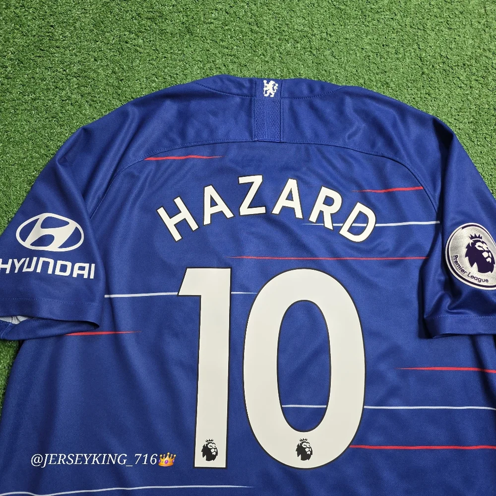 Nike Chelsea FC Eden Hazard #10 2018/2019 Home Blue Jersey XL EPL Patch_11